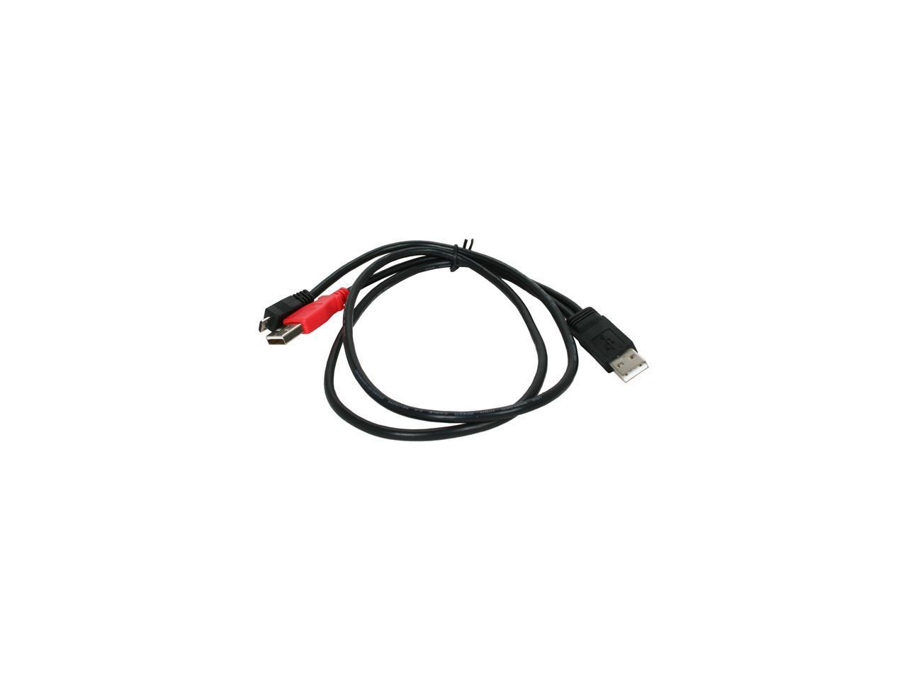 StarTech USB2HAUBY3 Black 3 ft USB Y Cable for External Hard Drive