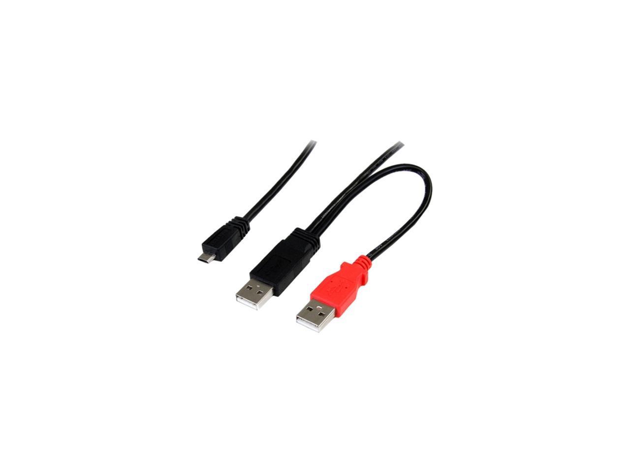 StarTech USB2HAUBY3 Black 3 ft USB Y Cable for External Hard Drive