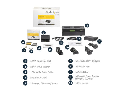StarTech SATDOCK4U3RE 4 Bay USB 3.0 eSATA to SATA Standalone 1:3 HDD Hard Drive Duplicator Dock