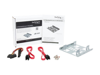 StarTech.com BRACKET25X2 Dual 2.5â€? to 3.5" Hard Drive Bay Mounting Bracket - 2.5" to 3.5" HDD / SSD Mounting Bracket w/ SATA Power and Data cabling