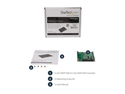 StarTech.com SAT32M225 M.2 SSD to 2.5in SATA Adapter Converter with Open Frame Housing and 7mm Height