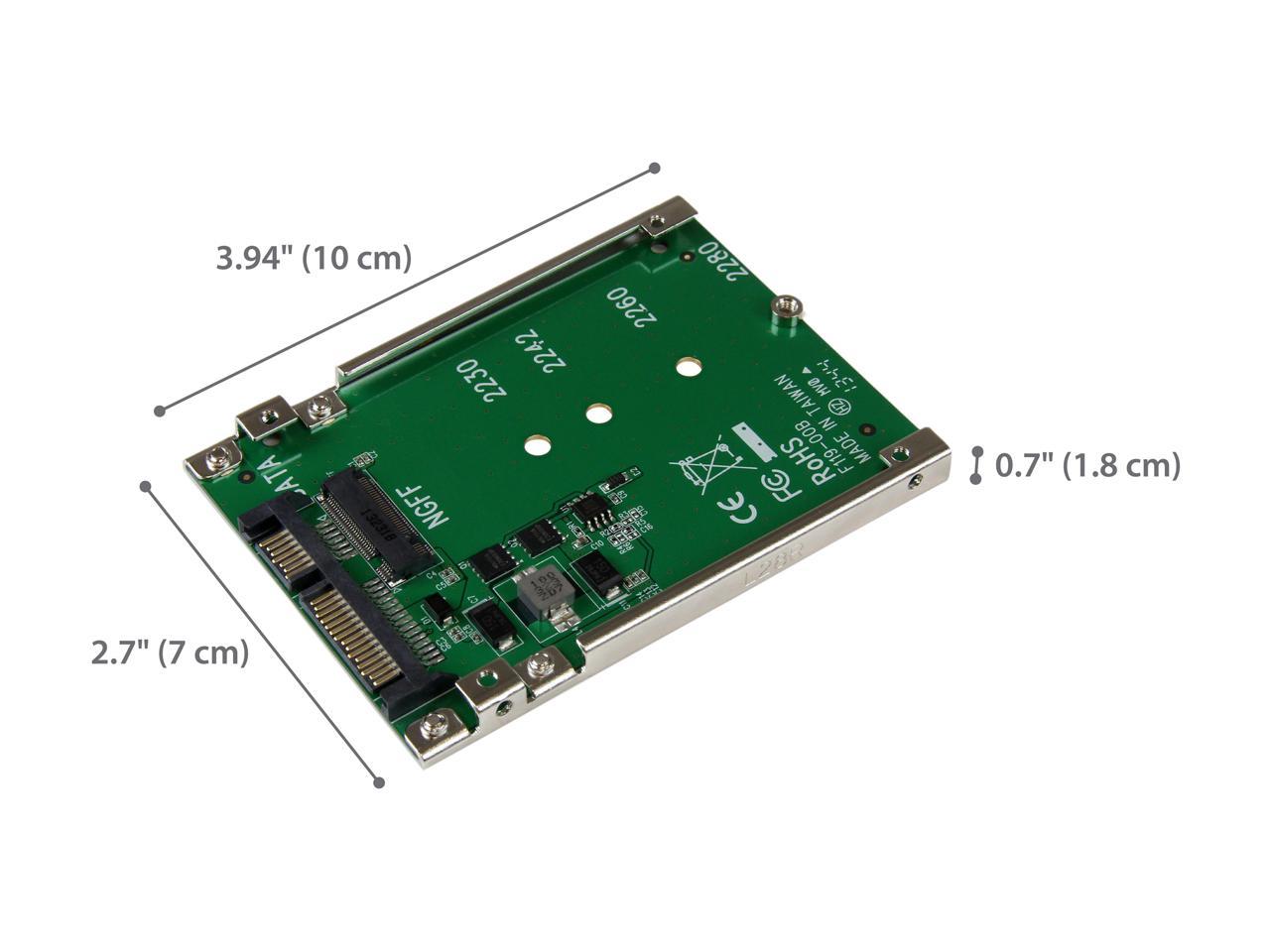 StarTech.com SAT32M225 M.2 SSD to 2.5in SATA Adapter Converter with Open Frame Housing and 7mm Height
