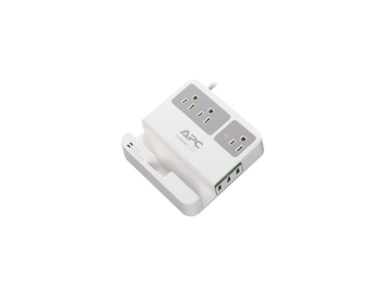 Apc P3u3 3-Outlet Surgearrest Surge Protector With 3 Usb Ports (White)