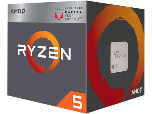 AMD RYZEN 5 2400G Quad-Core 3.6 GHz (3.9 GHz Max Boost) Socket AM4 65W YD2400C5FBBOX Desktop Processor