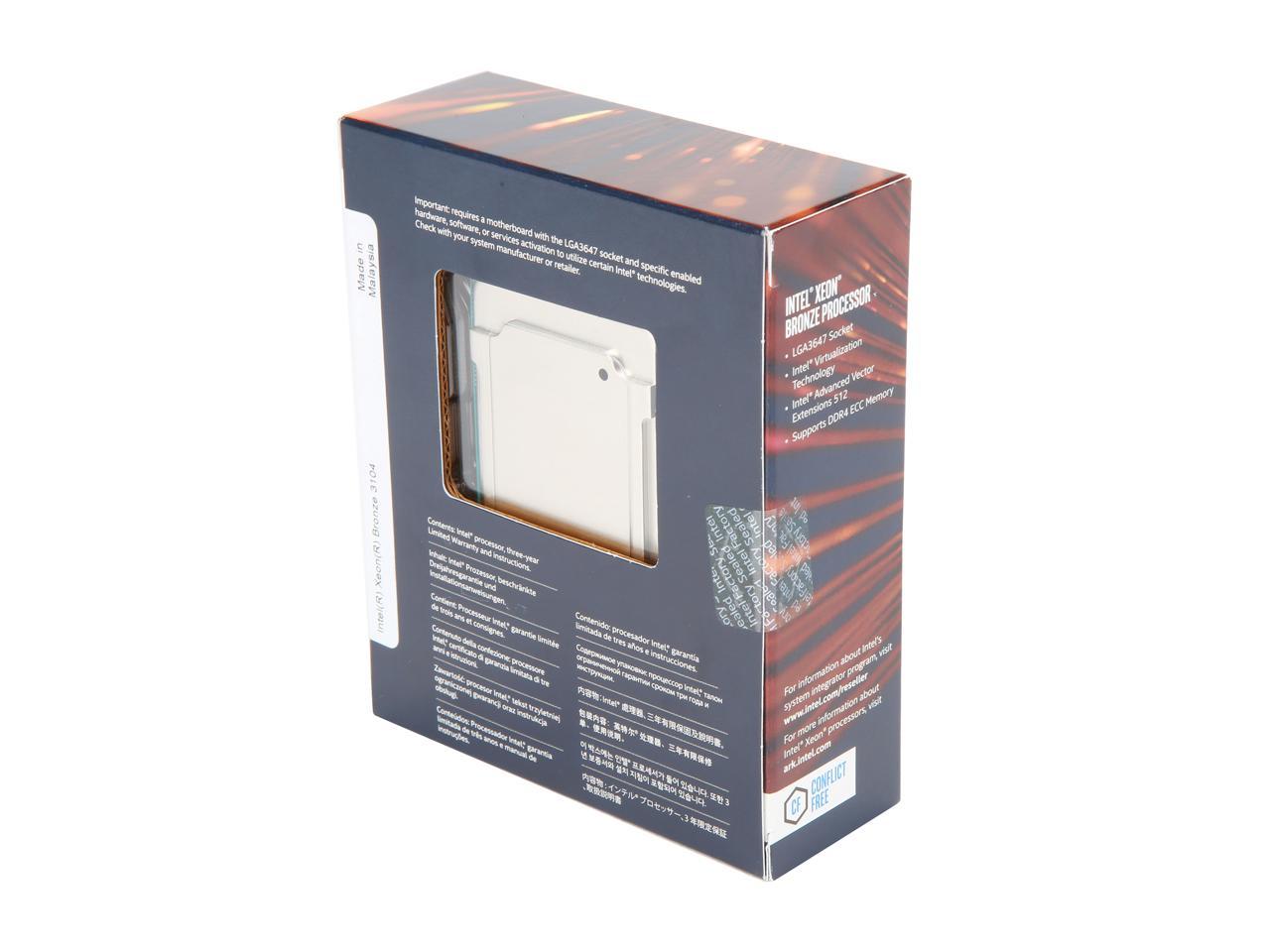 Intel Xeon Scalable Bronze 3104 SkyLake 6-Core 1.7 GHz LGA 3647 85W BX806733104 Server Processor