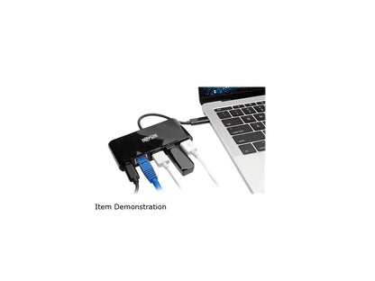 Tripp Lite USB-C to Ethernet Adapter with 3x USB-A, Gigabit, Thunderbolt 3—PD Charging, Black (U460-003-3AGB-C)