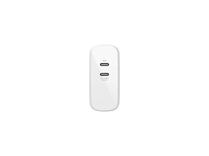 Belkin 68W Dual USB-C Wall Mount GaN Charger PD Power Delivery for iPhone Fast Charger, MacBook Pro Charger, iPad Pro, Pixel, Galaxy, and More (WCH003DQWH)