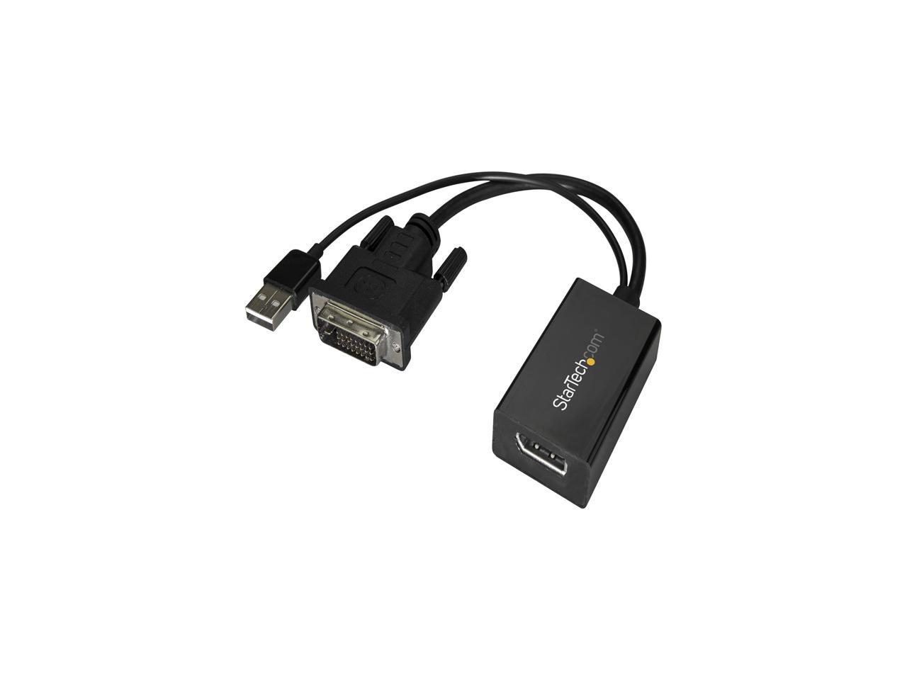 StarTech DVI2DP2 DVI to DisplayPort Adapter - with USB Power - 1920 x 1200 - DVI to DisplayPort Converter - Video Adapter - DVI-D to DP