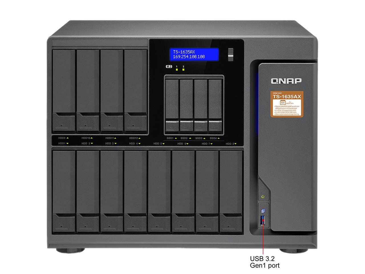 QNAP NAS TS-1635AX-8G-US 16-Bay Marvell ARMADA 8040 quad-core 1.6 GHz 8G DDR4 RTL
