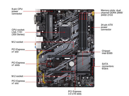 GIGABYTE B365 HD3 LGA 1151 Intel B365 SATA USB 3.1 ATXÂ Motherboard