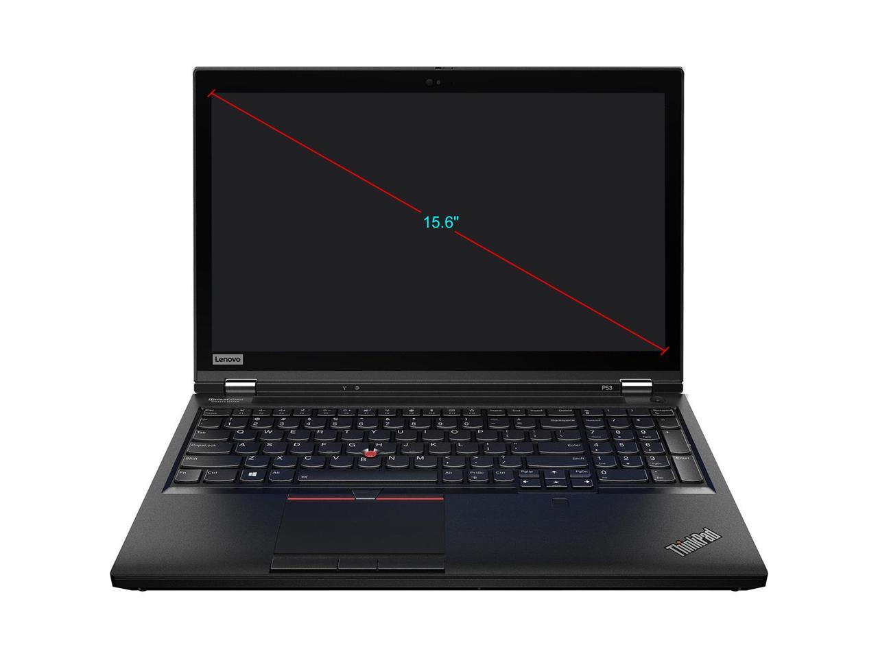 Lenovo ThinkPad P53 Mobile Workstation 20QN001VUS - Intel Six Core i7-9850H, 16GB RAM, 512GB PCIe NVMe SSD, 15.6" HDR 400 FHD IPS 500nits Display, NVIDIA Quadro T2000 4GB Graphics, Windows 10 Pro