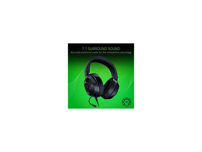 Razer Kraken X Gaming Headset - 7.1 Surround Sound - Ultra-light - Classic Black