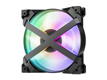 DeepCool MF120 GT A-RGB X-Frame, 5V 3-Pin Motherboard Connector, included 4-port PWM Fan Hub, 6-port RGB hub and Wire Controller, 3 Fan Pack