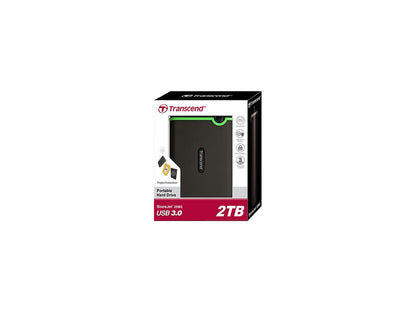Transcend 2TB StoreJet 25M3 Military-grade Shock Resistance Portable External Hard Drive USB 3.0 Model TS2TSJ25M3 Iron Gray