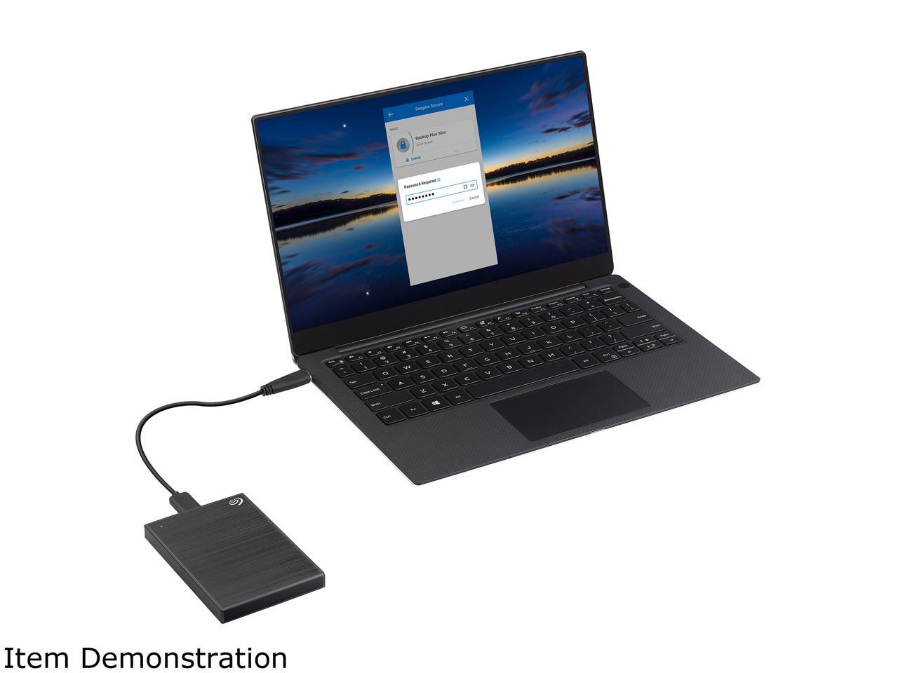 Seagate 2TB Backup Plus Slim Portable Hard Drive USB 3.0 for PC Laptop and MAC, Black (STHN2000400)
