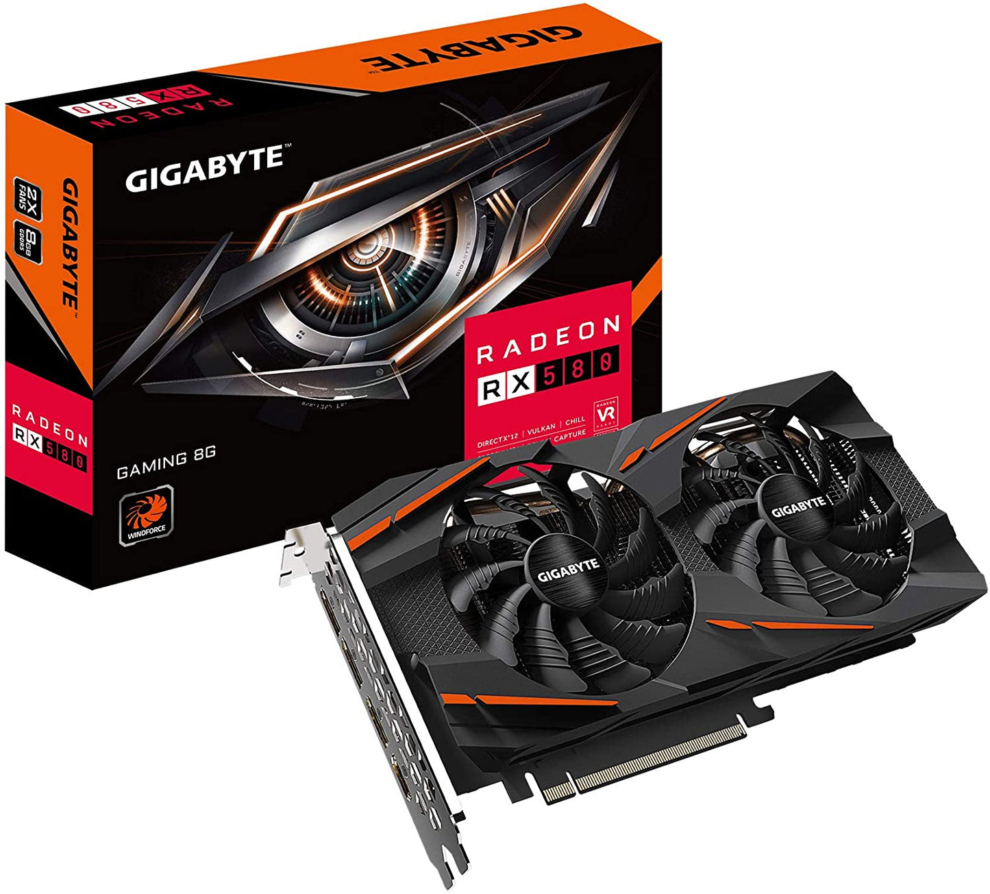 GIGABYTE Radeon RX 580 GAMING 8G (rev. 2.0) Graphics Card, PCIe 3.0, 8GB 256-Bit GDDR5, GV-RX580GAMING-8GD REV2.0 Video Card