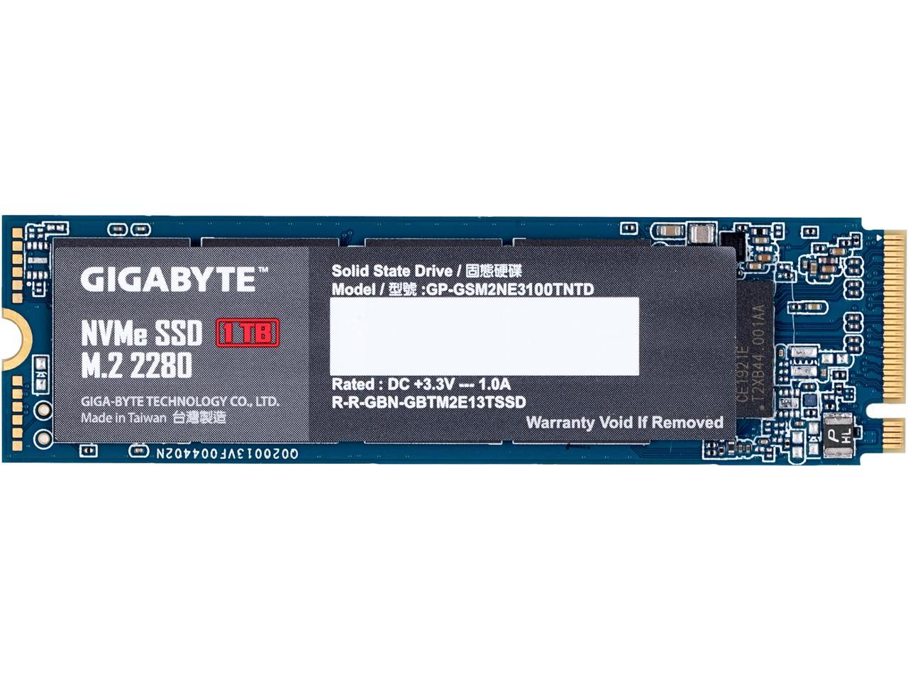 GIGABYTE M.2 2280 1TB PCI-Express 3.0 x4, NVMe 1.3 Internal Solid State Drive (SSD) GP-GSM2NE3100TNTD