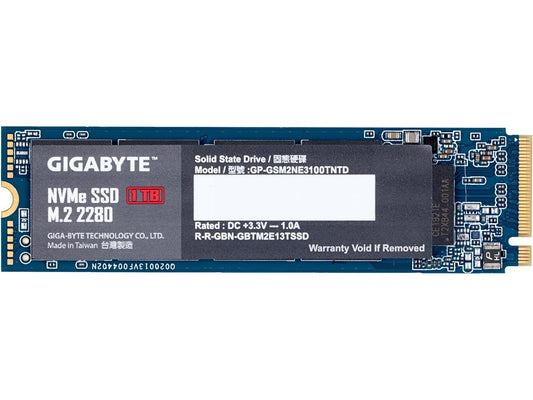 GIGABYTE M.2 2280 1TB PCI-Express 3.0 x4, NVMe 1.3 Internal Solid State Drive (SSD) GP-GSM2NE3100TNTD