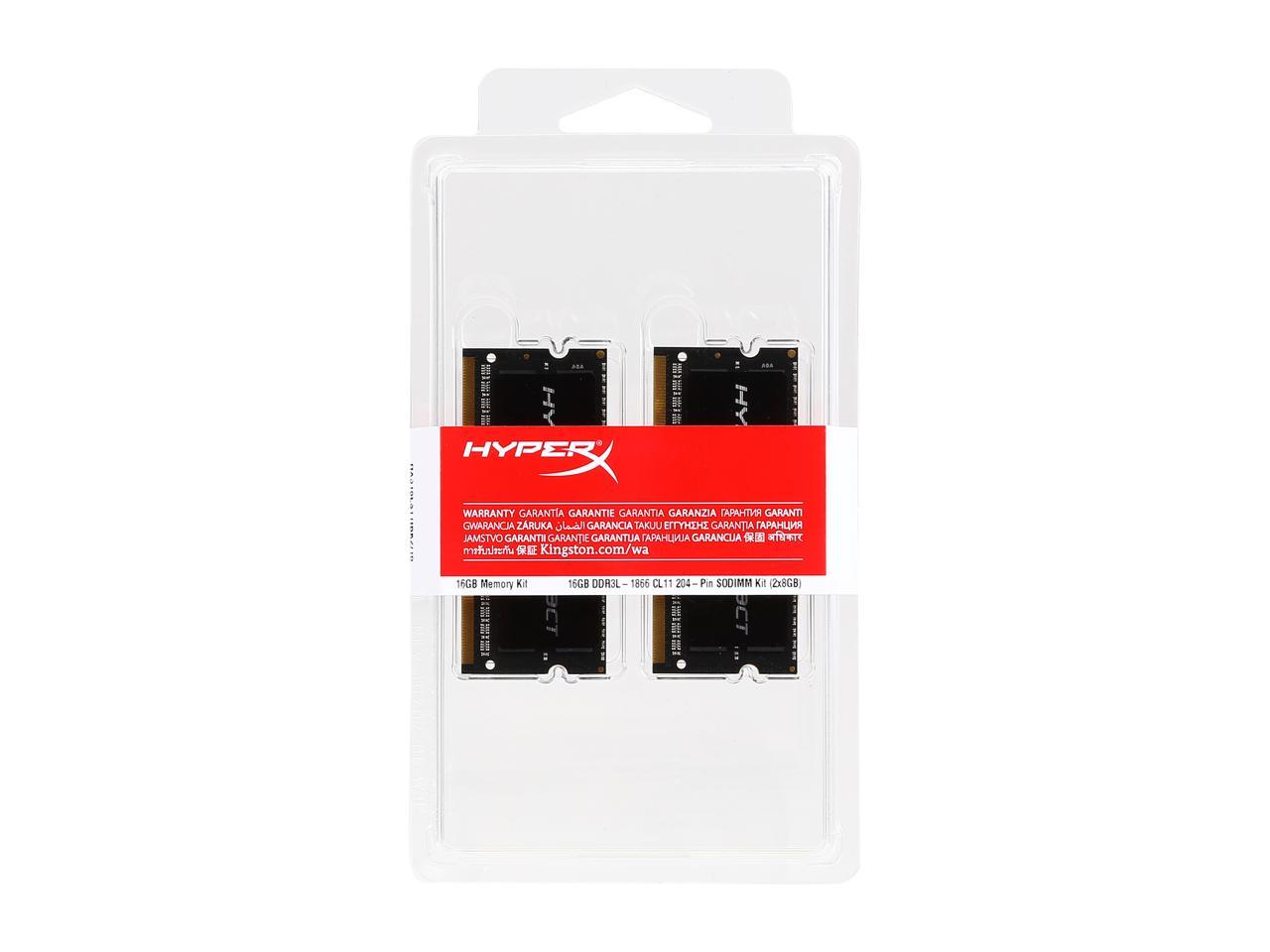 HyperX 16GB (2 x 8GB) DDR3L 1866 (PC3L 14900) Laptop Memory Model HX318LS11IBK2/16