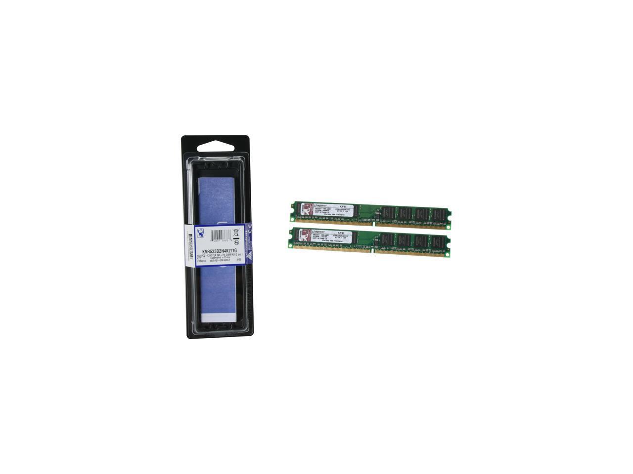 Kingston ValueRAM 1GB (2 x 512MB) 240-Pin DDR2 SDRAM DDR2 533 (PC2 4200) Dual Channel Kit Desktop Memory Model KVR533D2N4K2/1G