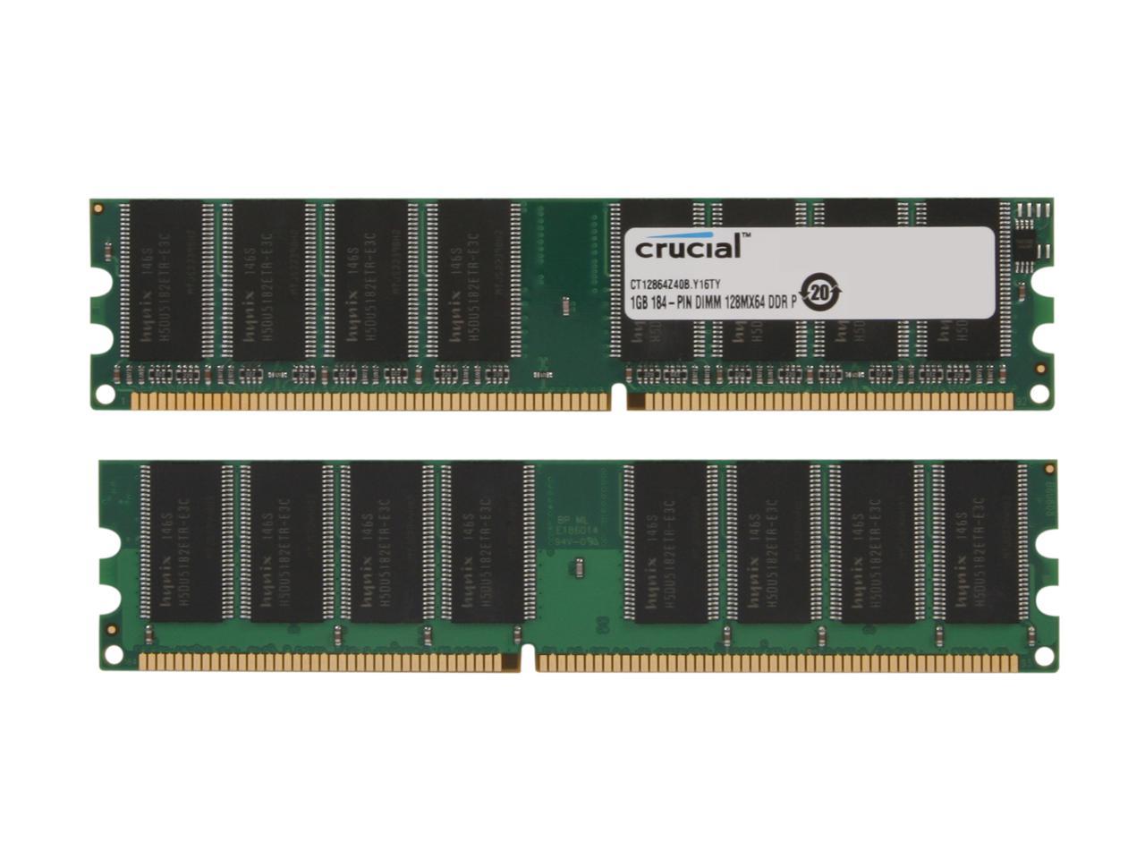 Crucial 2GB (2 x 1GB) 184-Pin DDR SDRAM DDR 400 (PC 3200) Major Brand Chipset Dual Channel Kit Desktop Memory Model CT2KIT12864Z40B