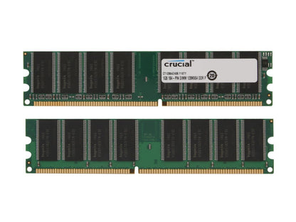 Crucial 2GB (2 x 1GB) 184-Pin DDR SDRAM DDR 400 (PC 3200) Major Brand Chipset Dual Channel Kit Desktop Memory Model CT2KIT12864Z40B