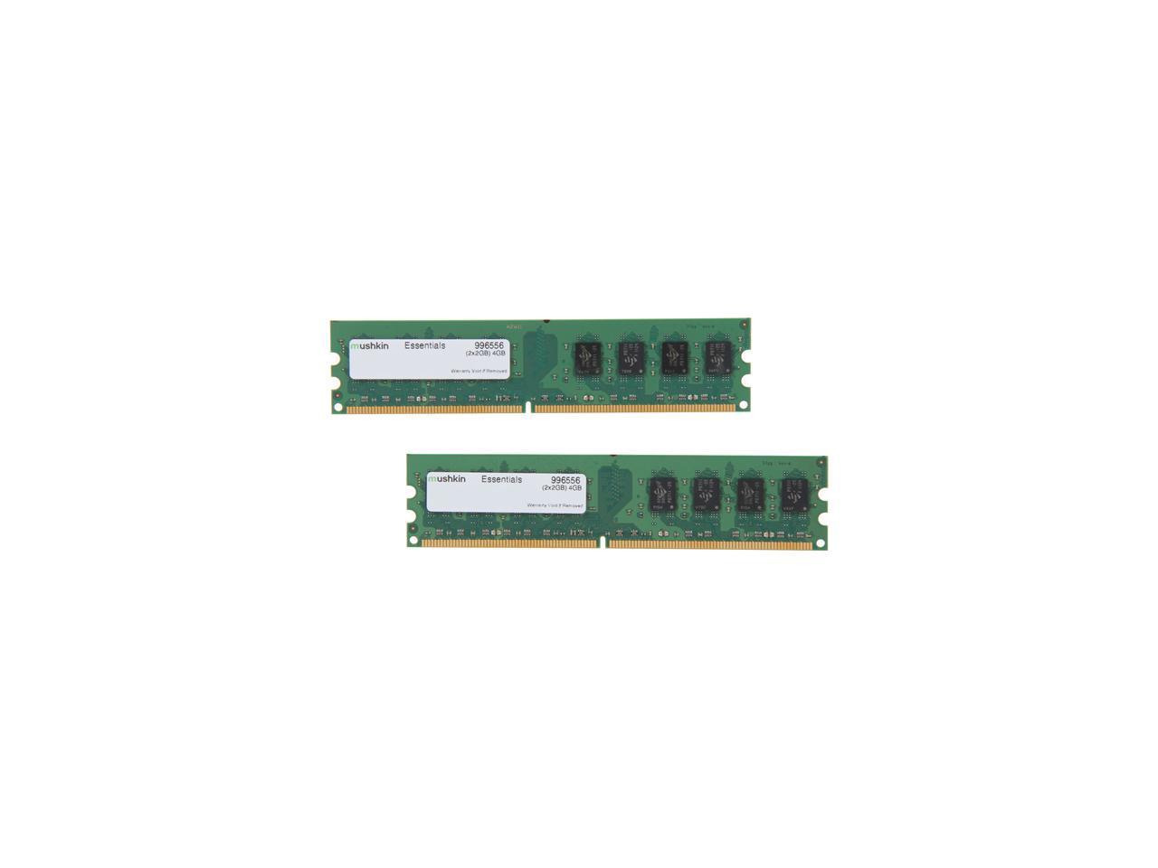 Mushkin Enhanced Essentials 4GB (2 x 2GB) DDR2 667 (PC2 5300) Dual Channel Kit Desktop Memory Model 996556