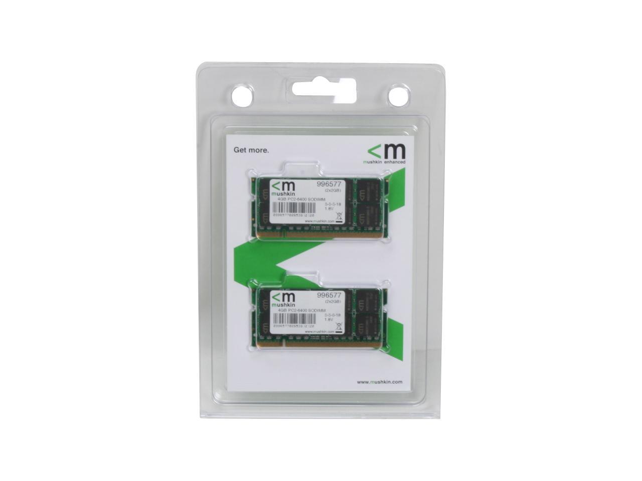 Mushkin Enhanced Essentials 4GB (2 x 2GB) 200-Pin DDR2 SO-DIMM DDR2 800 (PC2 6400) Dual Channel Kit Laptop Memory Model 996577