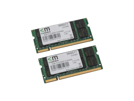 Mushkin Enhanced Essentials 4GB (2 x 2GB) 200-Pin DDR2 SO-DIMM DDR2 800 (PC2 6400) Dual Channel Kit Laptop Memory Model 996577