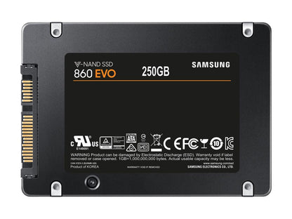 SAMSUNG 860 EVO Series 2.5" 250GB SATA III V-NAND 3-bit MLC Internal Solid State Drive (SSD) MZ-76E250B/AM