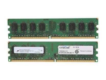 Crucial 4GB (2 x 2GB) 240-Pin DDR2 SDRAM DDR2 800 (PC2 6400) Dual Channel Kit Desktop Memory Model CT2KIT25664AA800