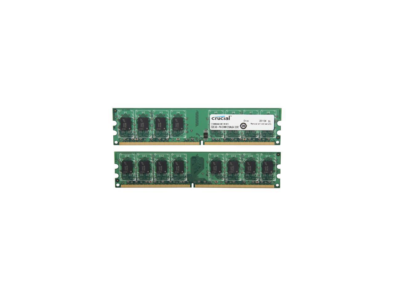 Crucial 4GB (2 x 2GB) 240-Pin DDR2 SDRAM DDR2 1066 (PC2 8500) Micron Chipset Dual Channel Kit Desktop Memory Model CT2KIT25664AA1067