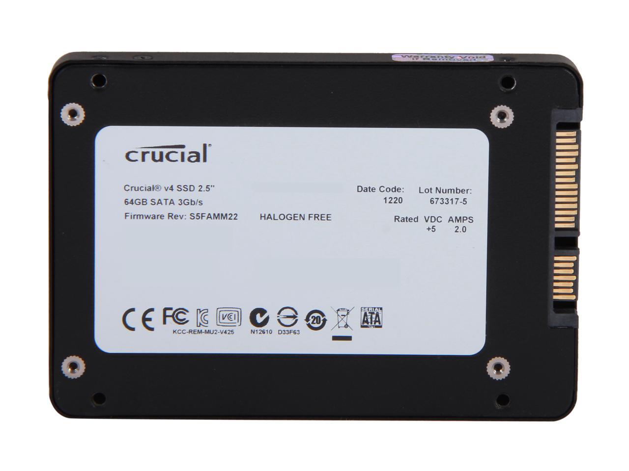 Crucial V4 2.5" 64GB SATA II MLC Internal Solid State Drive (SSD) SSD Only CT064V4SSD2