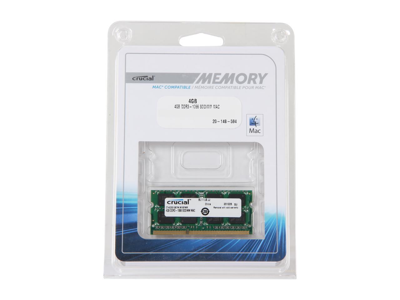 Crucial 4GB DDR3 1066 (PC3 8500) Unbuffered Memory for Mac Model CT4G3S1067M