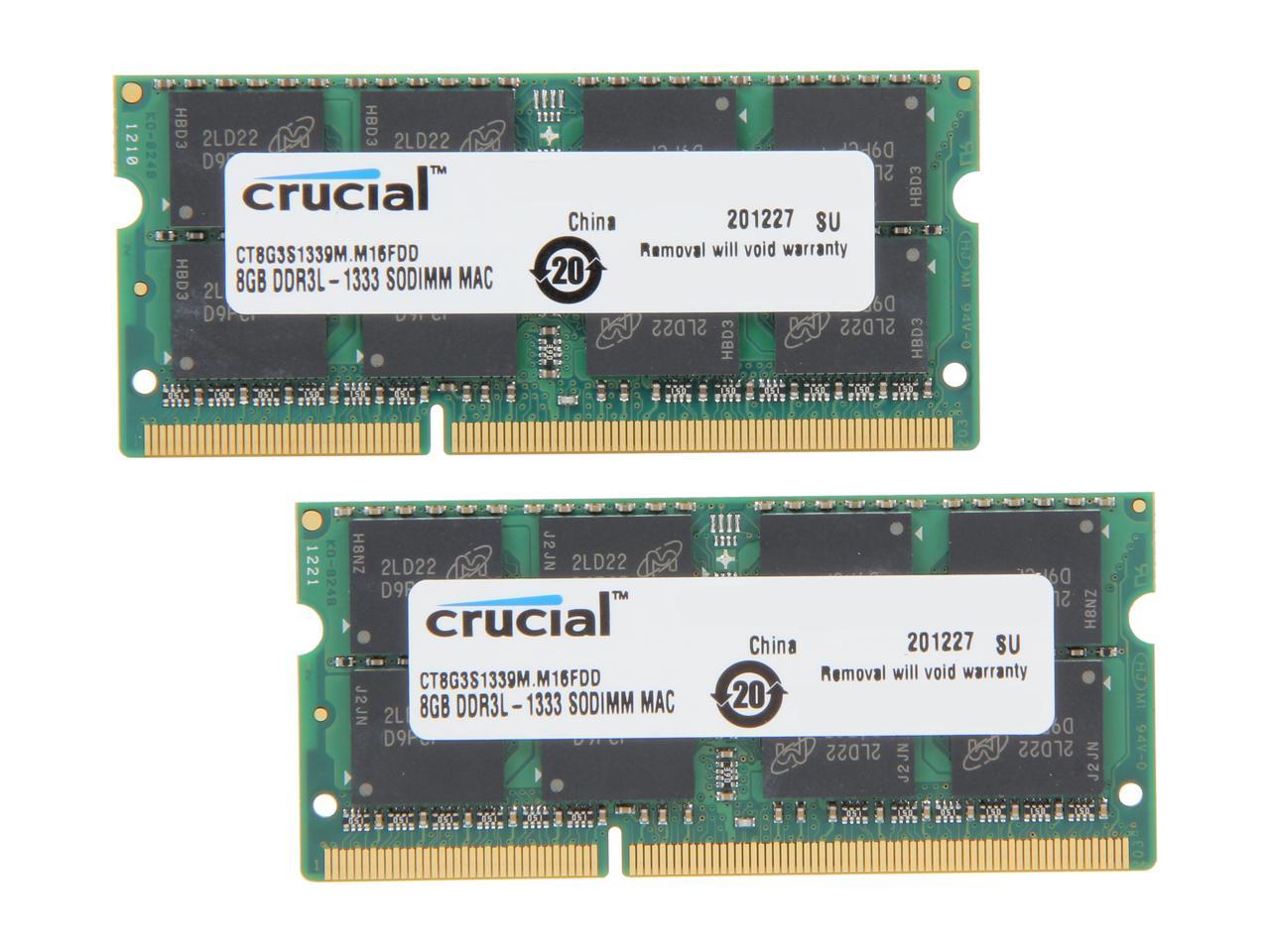 Crucial 16GB (2 x 8GB) DDR3 1333 (PC3 10600) Unbuffered Memory for Mac Model CT2K8G3S1339M