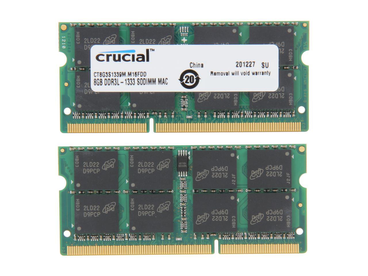 Crucial 16GB (2 x 8GB) DDR3 1333 (PC3 10600) Unbuffered Memory for Mac Model CT2K8G3S1339M