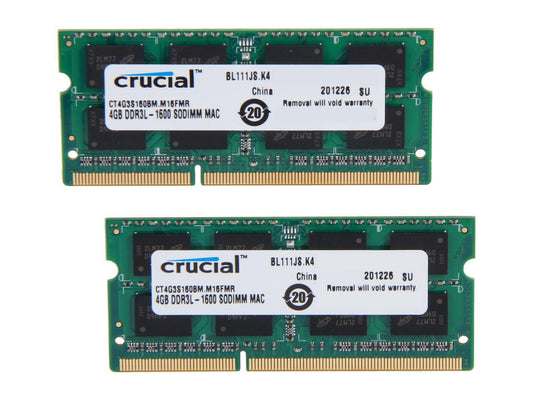 Crucial 8GB (2 x 4GB) DDR3 1600 (PC3 12800) Memory for Apple Model CT2K4G3S160BM