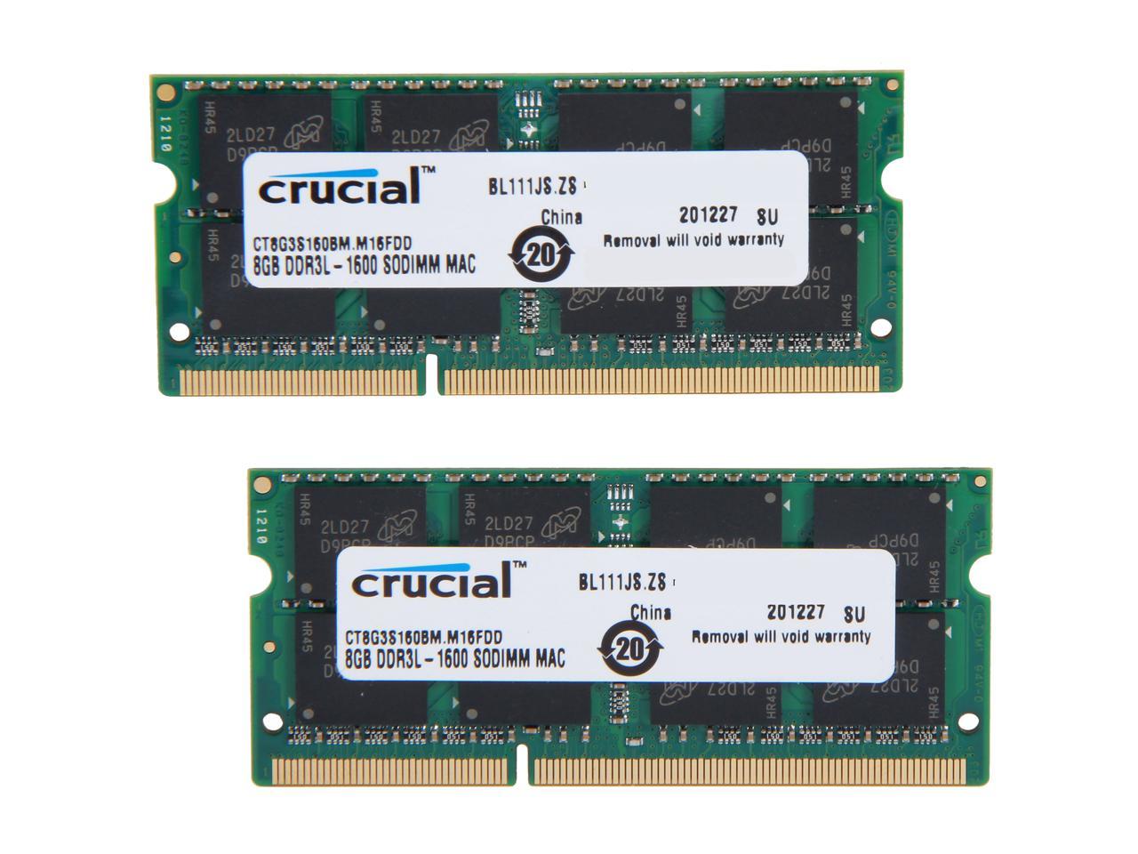 Crucial 16GB (2 x 8GB) DDR3 1600 (PC3 12800) Unbuffered Memory for Mac Model CT2K8G3S160BM