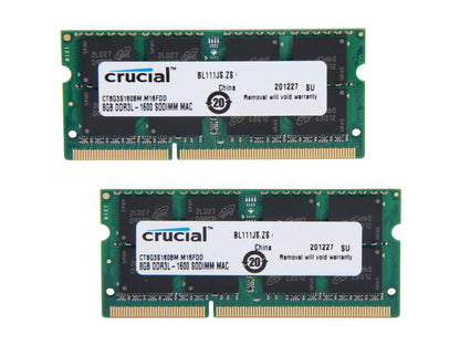 Crucial 16GB (2 x 8GB) DDR3 1600 (PC3 12800) Unbuffered Memory for Mac Model CT2K8G3S160BM