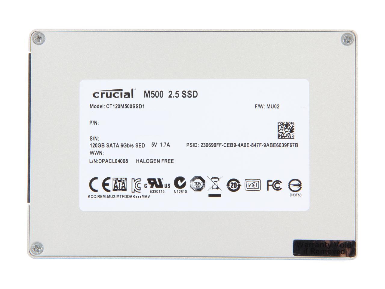 Crucial M500 CT120M500SSD1 7mm (with 9.5mm adapter) 2.5" 120GB MLC Internal Solid State Drive (SSD)