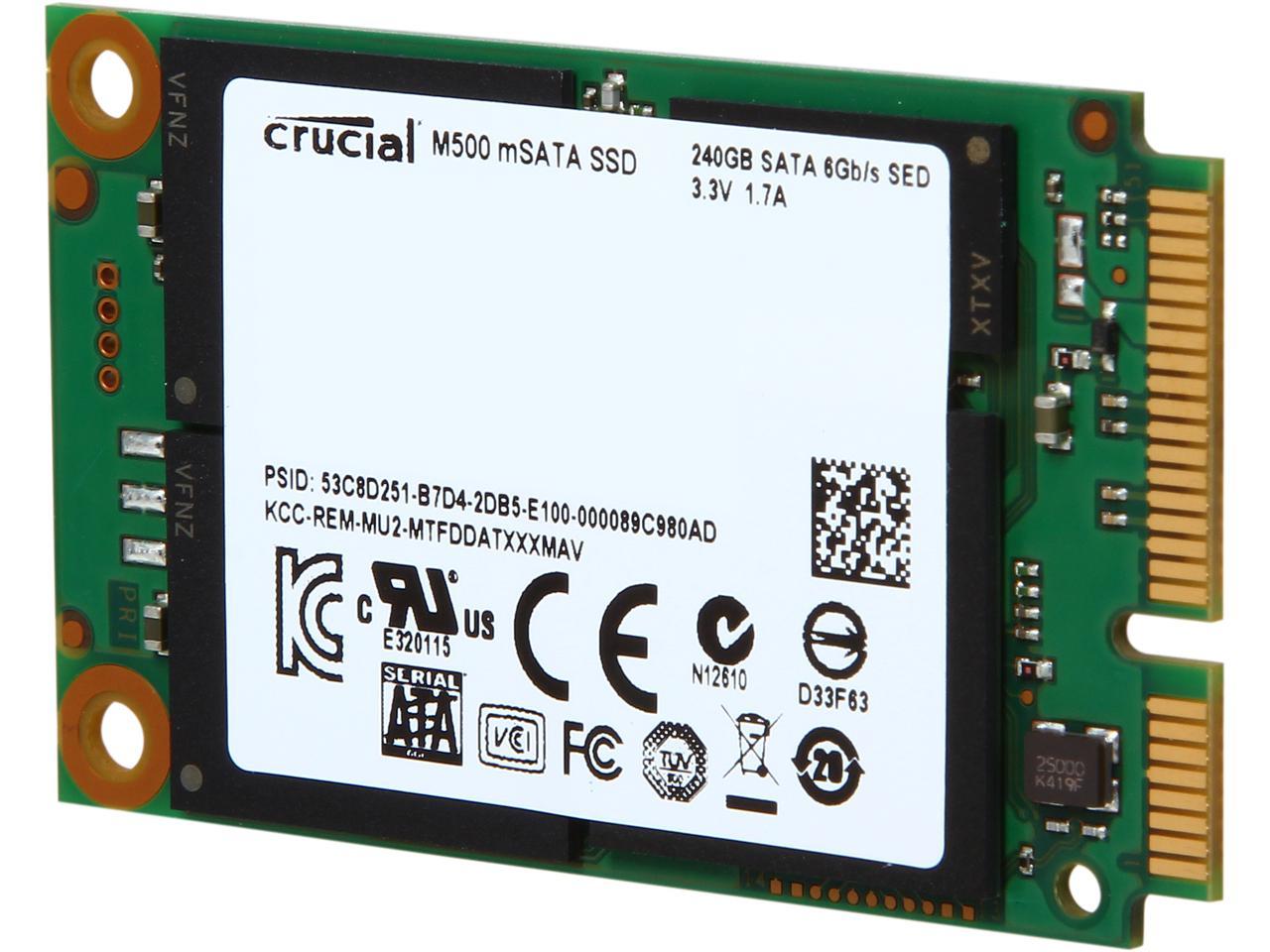 Crucial M500 240GB Mini-SATA (mSATA) MLC Internal Solid State Drive (SSD) CT240M500SSD3