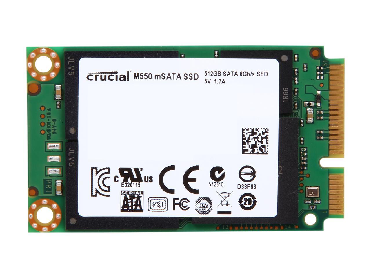 Crucial M550 mSATA 512GB Mini-SATA (mSATA) MLC Internal Solid State Drive (SSD) CT512M550SSD3