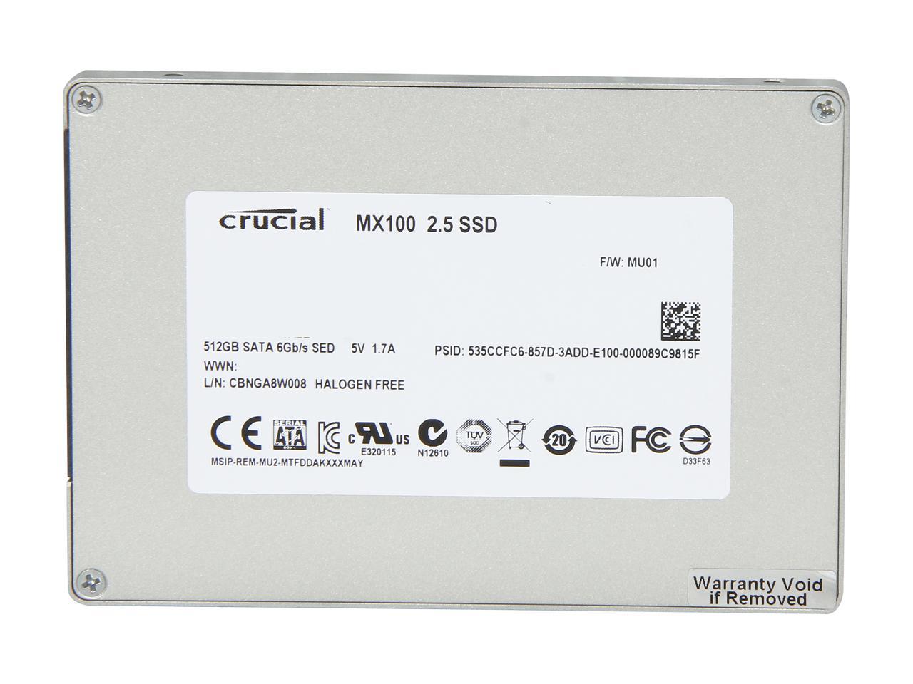 Crucial MX100 2.5" 512GB SATA III MLC Internal Solid State Drive (SSD) CT512MX100SSD1