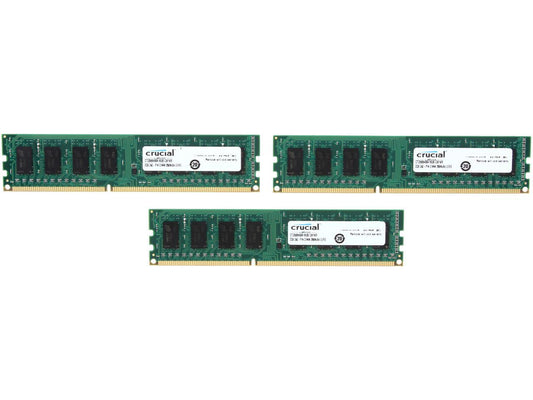 Crucial 6GB (3 x 2GB) 240-Pin DDR3 SDRAM DDR3 1600 (PC3 12800) Desktop Memory Model CT3KIT25664BA160B
