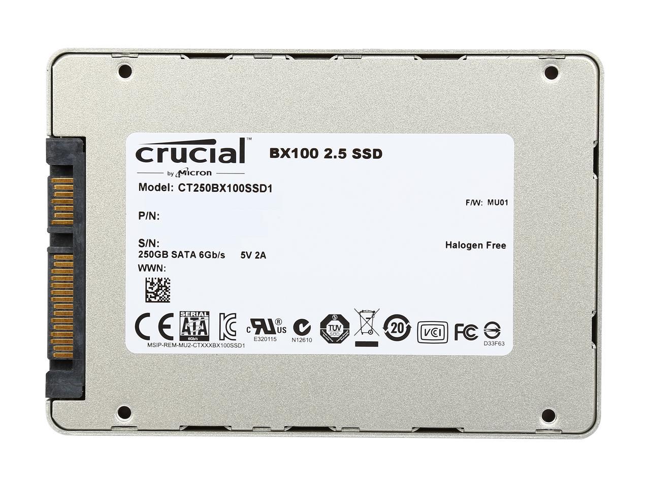 Crucial BX100 2.5" 250GB SATA III MLC Internal Solid State Drive (SSD) CT250BX100SSD1