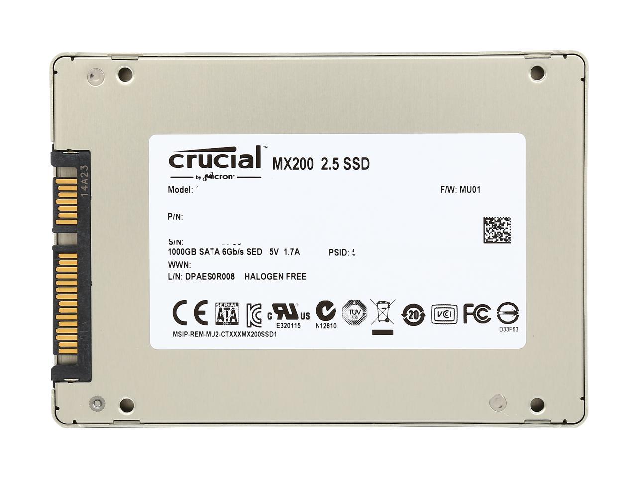 Crucial MX200 2.5" 1TB SATA 6Gbps (SATA III) Micron 16nm MLC NAND Internal Solid State Drive (SSD) CT1000MX200SSD1