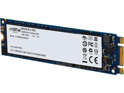 Crucial MX200 M.2 Type 2280SS (Single Sided) 500GB SATA 6Gbps (SATA III) Micron 16nm MLC NAND Internal Solid State Drive (SSD) CT500MX200SSD4