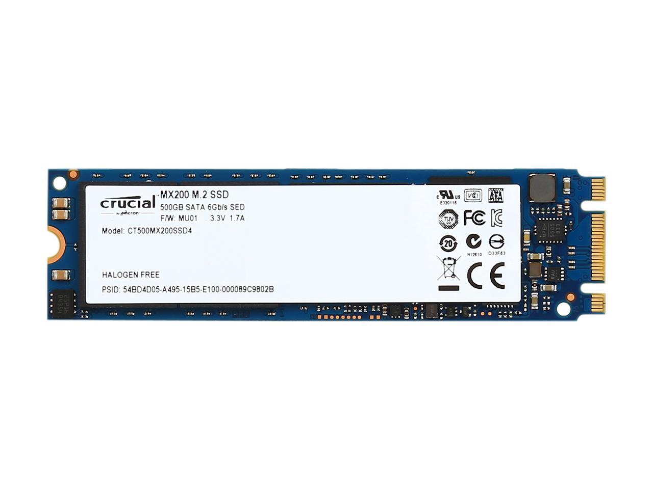Crucial MX200 M.2 Type 2280SS (Single Sided) 500GB SATA 6Gbps (SATA III) Micron 16nm MLC NAND Internal Solid State Drive (SSD) CT500MX200SSD4