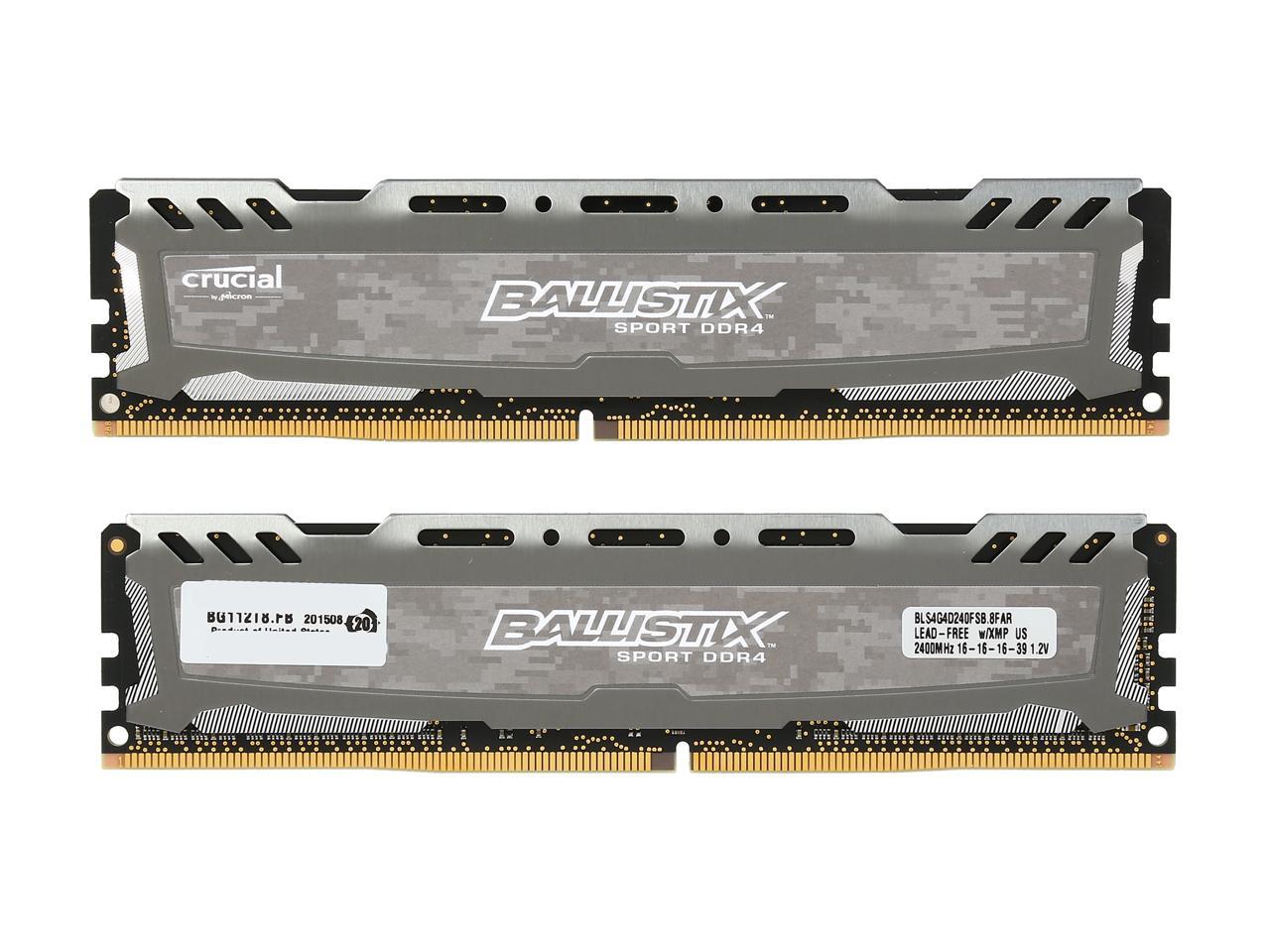 Ballistix Sport LT 8GB (2 x 4GB) 288-Pin DDR4 SDRAM DDR4 2400 (PC4 19200) Desktop Memory Model BLS2K4G4D240FSB