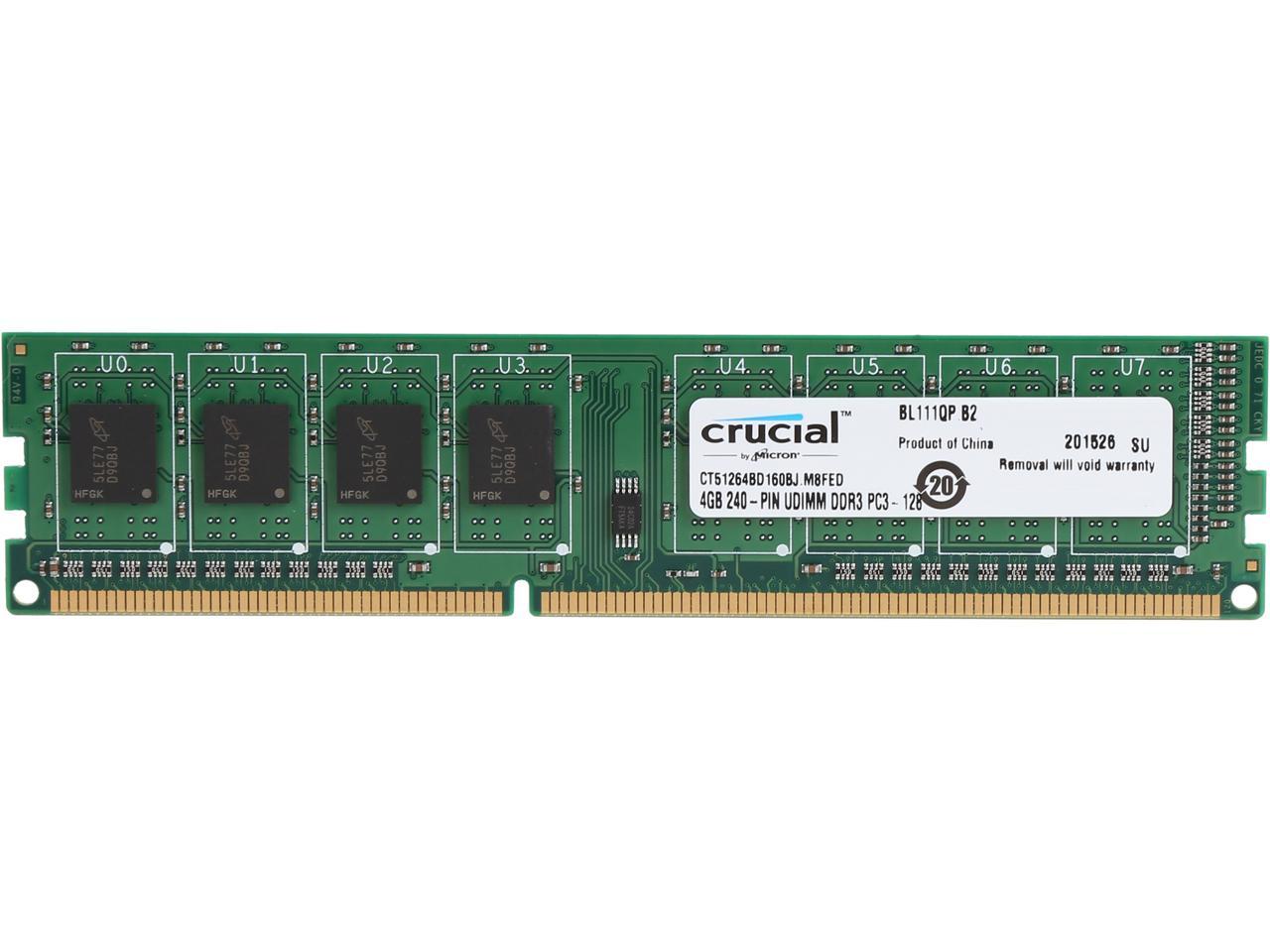 Crucial 4GB 240-Pin DDR3 SDRAM DDR3L 1600 (PC3L 12800) High Density Desktop Memory Model CT51264BD160BJ